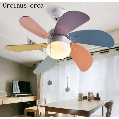 Modern creative childrens ceiling fan lamp simple fan lamp bedroom dining room living room LED ceiling lamp Postage free