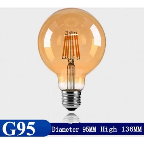 E27 E14 Retro Edison6W12W LED Filament Bulb Lamp 220V-240V Light Bulb C35 G45 ST64 G80 G95 G125 Glass Bulb Vintage Candle Light