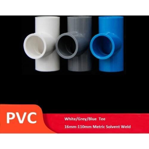 1Pcs PVC Pipe Fittings Equal Tee Connector 16,20,25,32,40,50,63,75,90,110mm Solvent Weld Joints Aquarium Garden Irrigation DIY