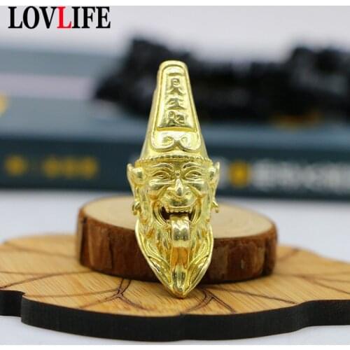 Vintage Brass Long Tongue Ghost God Key Chains Rings Pendant Jewelry Copper Punk Man Car Keychains Lucky Keyring Hangings Charms