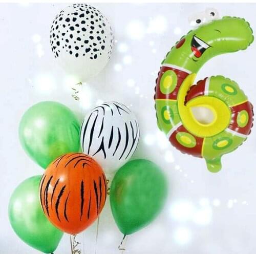 1set Animal Number 1-9 Foil Balloons Baby Shower 1st Birthday Party Decor Supplies Baby Boy Girl Balls 3.2g Latex Helium