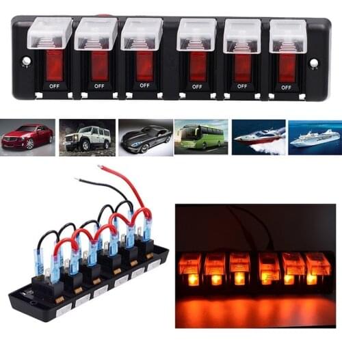 Power Switch 16A 6 gang Combination Circuit Breaker Car Switch Panel LED Switch Marine Switch Panel Power Off Power Switch