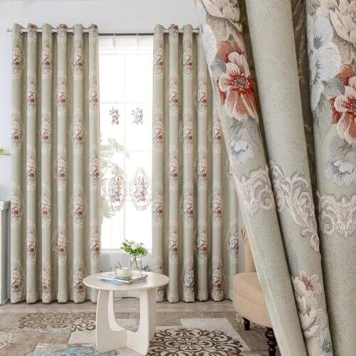 High-end Nordic style bedroom living room embossed embroidered curtains luxury atmosphere villa chenille jacquard curtain fabric