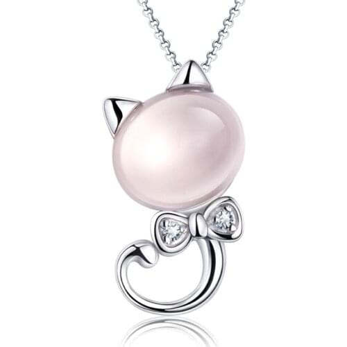 Fashion Luck Cat Eye Stone Pendant Necklace for Women Jewelry Opal Short Female Elegant Necklaces & pendants