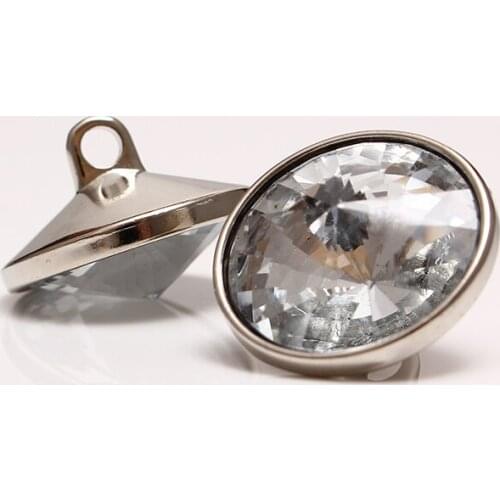 1000PCS/LOT) 20MM Satellite Round Clear Crystal Buttons With Metal Shank Furniture Accessories Sewing