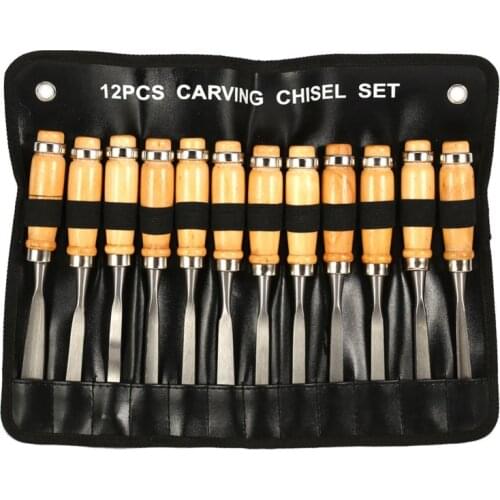 12 Pcs Carving Chisel Sharp Woodworking Tools Carrying Case Manual Wood Carving Hand Tools Set For Carpenters Wood Chisel Set