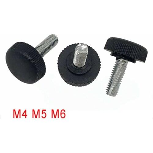 2Pcs M4 M5 M6 Black Plastic 14# 16# Round Head Knurled Thumb Screws Hand Grip Knob Bolts