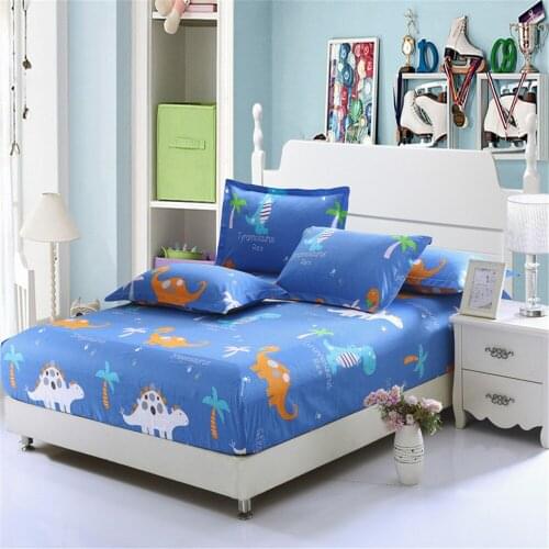 Cartoon yellow giraffe Twin Full Queen Elastic elasticity fitted Sheet Mattress Protector Cover 100% cotton 3pcs soft pillowcase