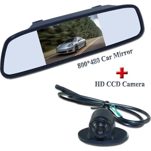 4.3 " TFT LCD Car rear Mirror+ 4 LED Lights IR Car Rear View Camera use for car parking adapt into all cars on discount preriod