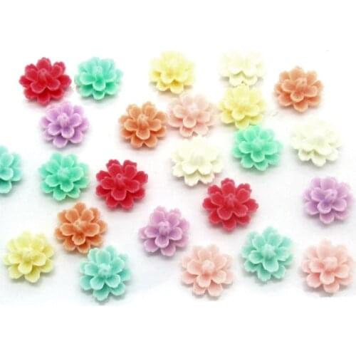 50Pcs Mixed Resin Flower Decoration Crafts Flatback Cabochon Scrapbooking Fit Hair Clips Embellishments Beads Diy