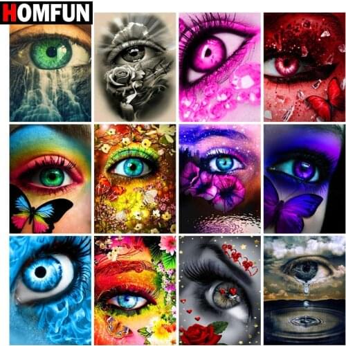 HOMFUN 3D Diamond Painting "Colored eyes scenery" DIY Full Rhinestones Drill Cross-stitch Kits Square Round Diamond Embroidery