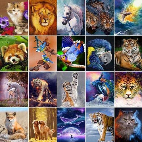 5D Diy Diamond Painting Cross Stitch Kit Diamond Mosaic Embroidery Landscape Animal Cartoon 3d Painting Round Diamond Gift