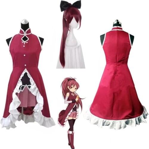 Anime Puella Magi Madoka Magica Sakura Kyoko Cosplay Halloween Party Costume Customized Size Free Shipping