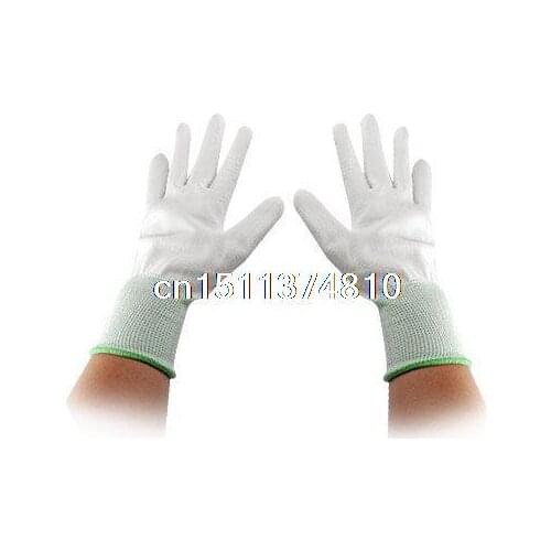 White ESD PU Coated Non-slip Anti-Static Electronic Work Gloves Pair
