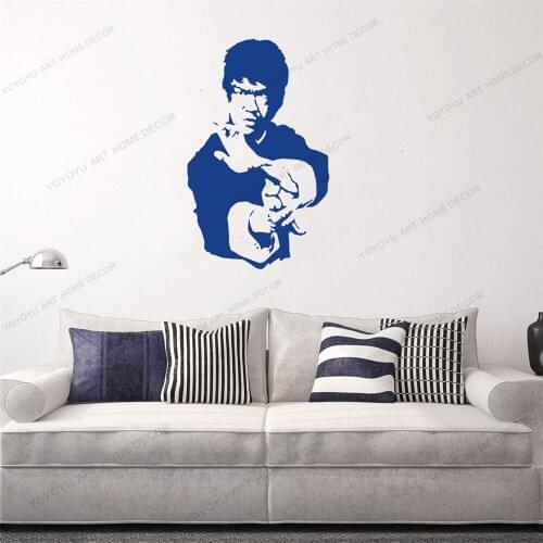 Bruce Lee Martial Artist Actor Kung Fu Art Decals Living room Mural Vinyl Wish Wall Stickers Vinyl Removable CX813