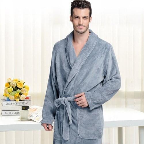 Plus size very long Men Thicker Winter Sleep Lounge Soft Bathrobe