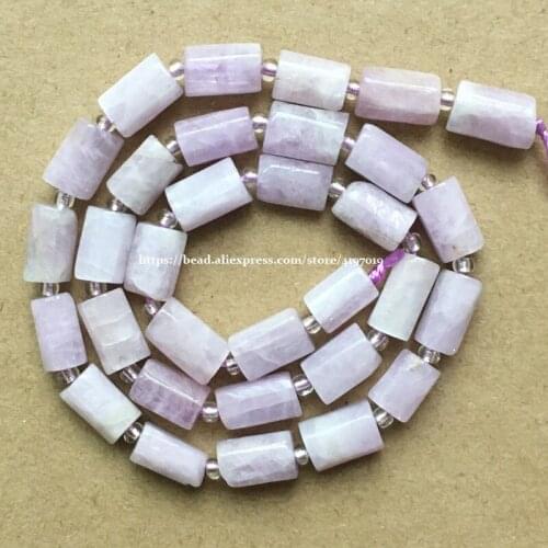 7'' Natural Faceted Kunzite Spodumene Cylinder Spacer Stone Beads For Jewelry DIY Making