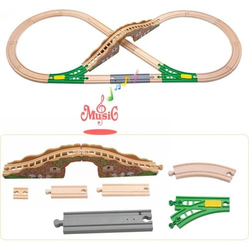 TBKJOYS Music Wooden Train Tracks Set Railway Toy Wooden Accessories Compatible