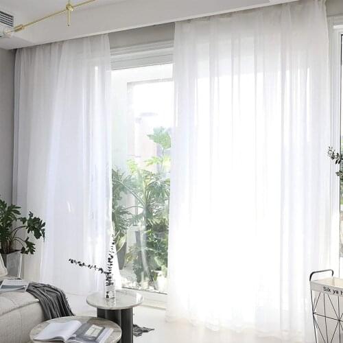 Made to Measure Cheap White Sheer Curtains for Living Room Bedroom Kitchen Door Window Treatments Voile Tulle Curtains White
