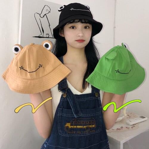 Summer Sunscreen Fisherman Cap Beach Caps Outdoor Fishing Hunting Sunhat Headwear Foldable Cotton Cute Frog Bucket Hat