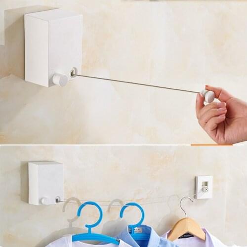 Hot Retractable Indoor and Outdoor Clothes Wall Hanger Magic Drying Rack Balcony Bathroom Invisible Clothesline Wire Rope U3