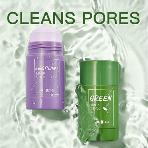 Green tea mask oil control eggplant acne deep cleansing mask skin care blackhead removal hydrating mud mask oil control mask