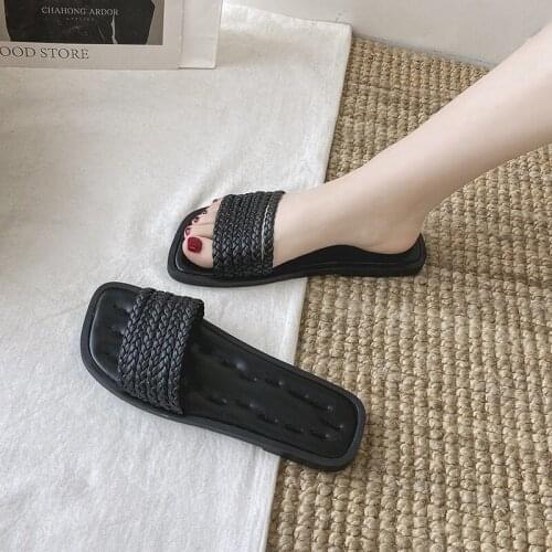 Fashion Temperament Braided Open Toe Flat Slippers 2021 Summer Comfortable Jelly Shoes
