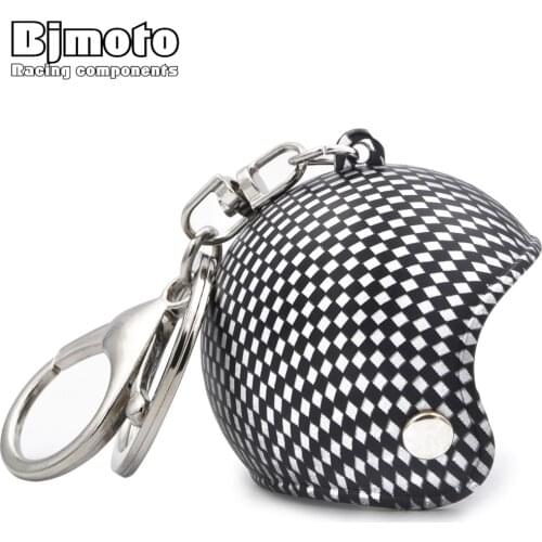 BJMOTO Fashion Creative Car Motorcycle Bicycle Helmet Key Chain Cool Key Ring Classy Keychain Grid Keyring