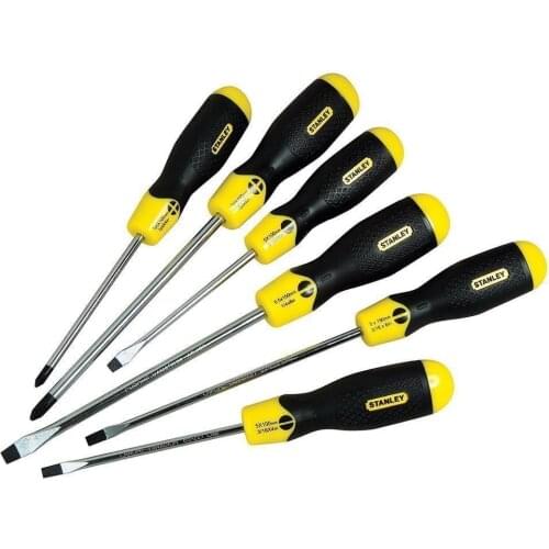 Stanley ST065007 Screwdriver Set 6 Piece 3x75mm,5x100mm,6.5x150mm flat, PH1x75mm,PH2x150rip, 6.5x200mm mm
