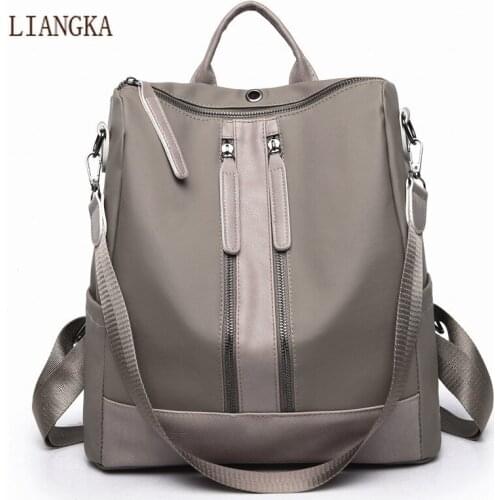 2020 New Casual Nylon Backpack Solid Color Large Capacity Daypack for Female Backpack Women Simple Travel Shoulder Bags