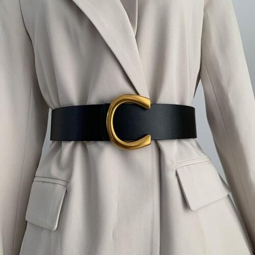 Fashion New Wide Belt Ladies Belt Big C Double Pin Buckle All-match Coat Down Jacket Jacket Girdle Matching Dress Wife Gift2021