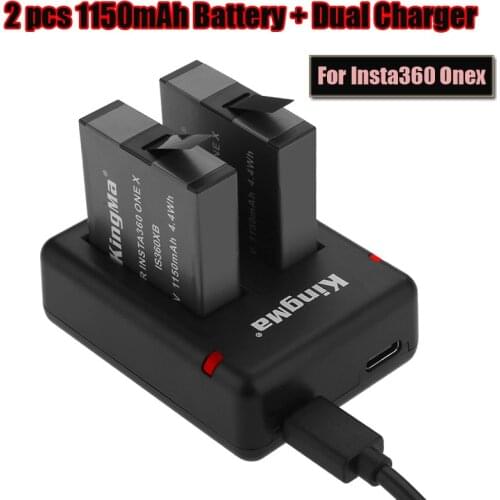 New 1150mah Battery And Charger For Insta360 One X Chargeable Battery+Type-C / Micro port Dual Charger Camera Accessories Kits