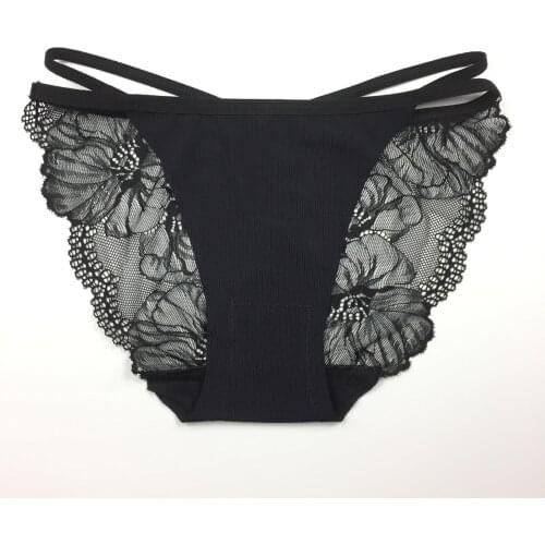 Autumn and winter new ladies underwear lace buttock ice silk thin belt hollow comfortable breathable cotton crotch 15053