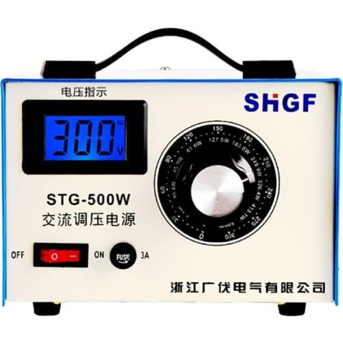 220V 0.5KW Single-Phase AC Voltage Regulator Voltage Stabilizer Contact 0-300V Adjustable Power Transformer STG-500W