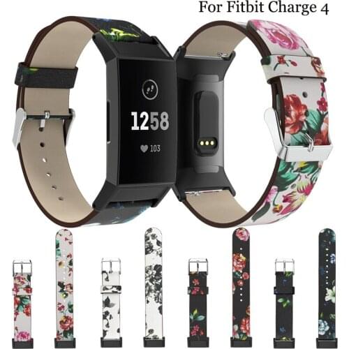 Retro fashion Leather Printed Strap For Fitbit Charge 4 Watchbands Accessories Bracelet Replacement For Fitbit Charge 4 band