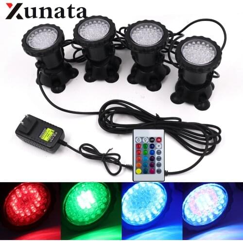 RGB LED Underwater Lights Lamp IP68 Waterproof Spot Light for Swimming Pool Fountains Pond Water Garden Aquarium Light +Remote