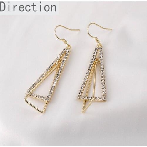 14k gold-covered geometric double zircon earrings diy Japanese and Korean simple temperament earrings accessories 1 pair