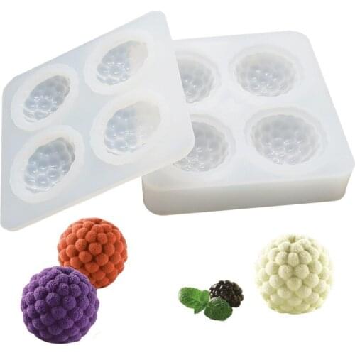 Silicone Mousse Mould Cake Mold 3D Handmade Bakeware DIY Moulds, 4 Holes Raspberries