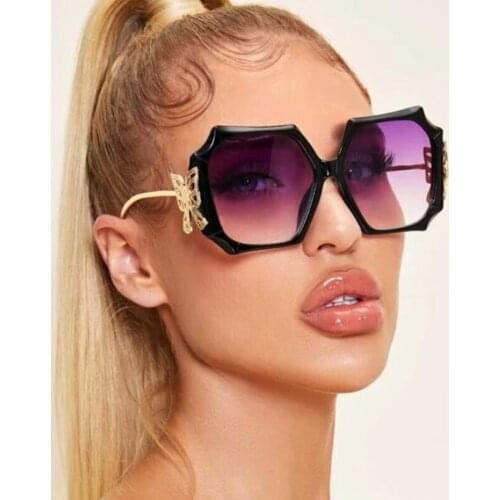 Luxury Oversize Square Sunglasses for Women diamond butterfly Metal frame Gradient Sun Glasses For Female Oculos UV400