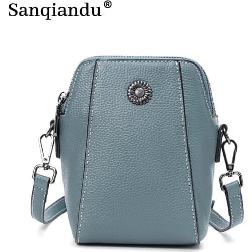 High Quality Luxury Design 100% Genuine Leather Crossbody Bag Women Small Phone Purse Mini Shoulder Bags Female Messenger Bags