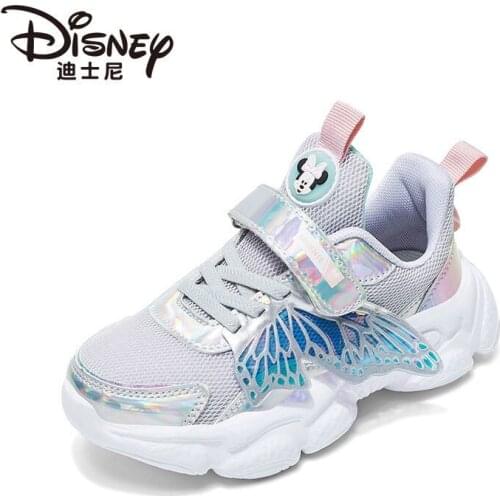 Disney girls casual shoes spring and autumn new breathable soft bottom mesh princess shoes baby Mickey mouse kids sports shoes