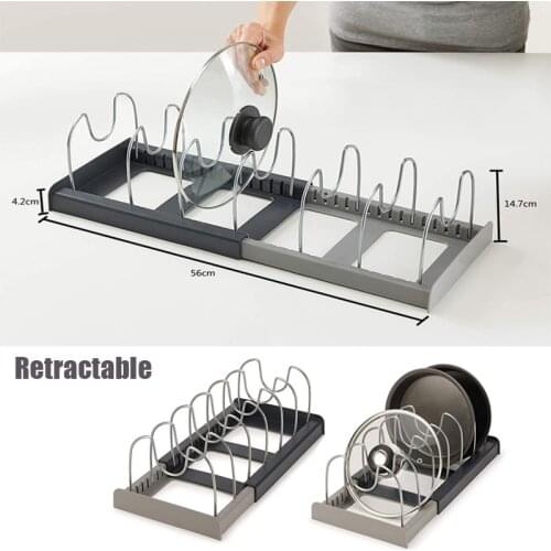 6 Layer Retractable Pot Lid Shelf Stainless Steel Dish Drainer Drying Rack Pot Lid Racks Pan Cover Drain Shelf Kitchen Organizer