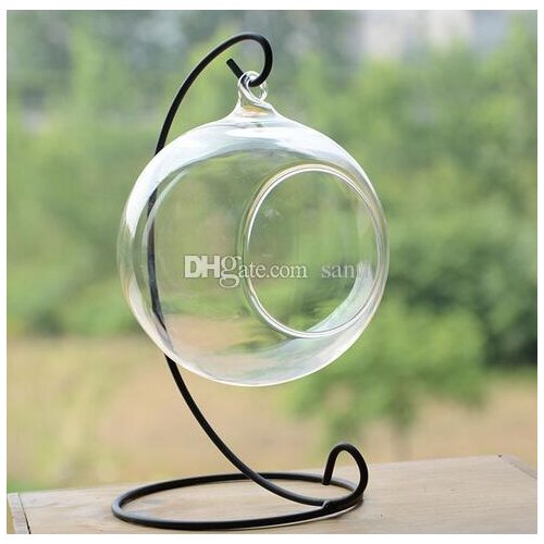 Iron Wedding Candle Holder Moroccan Candlestick Glass Ball Hanging Bracket Stand