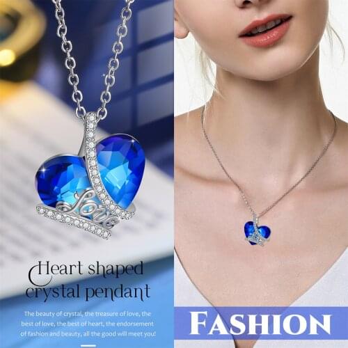 Heart Shaped Crysta Necklaces Pendant Zircon Love Womens Neck Chain Choker Necklaces Fashion Wedding Jewelry for Women 2021