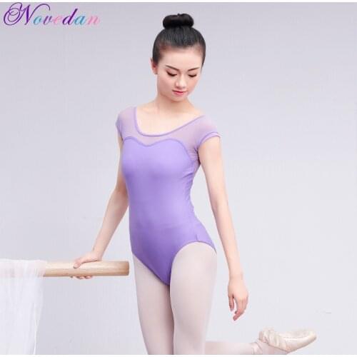 Female Ballet Clothes Adult Summer Short Sleeve Leotard Cotton Spandex Bodysuit Gymnastics Ballet Costumes