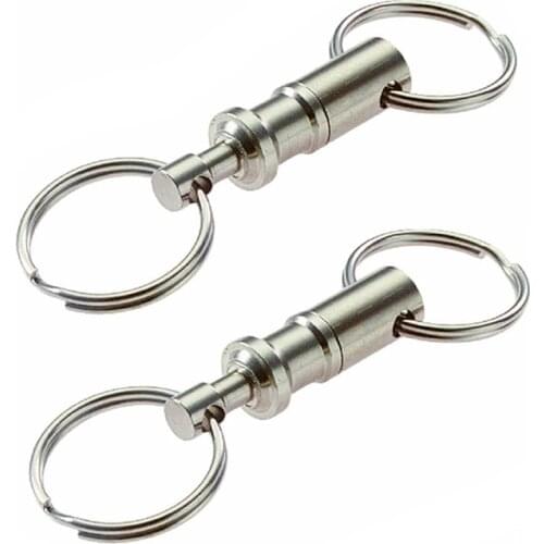 1Pcs Dual Detachable Key Chain Snap Lock Holder Steel Chrome Pull-Apart Key Rings Removable Keyring Keychain