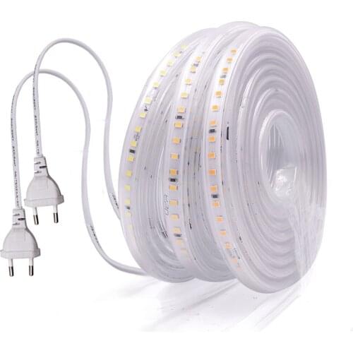 AC 110V 2835 LED Strip Super bright Outdoor Lighting 120Leds/m Flexible Led Light Tape with US Power Plug Warm White/White
