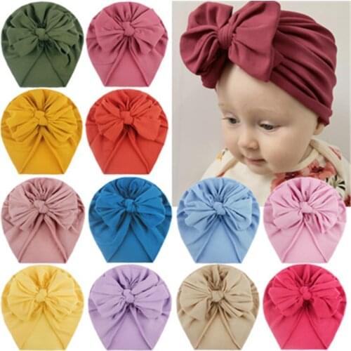 2020 Warm Baby Hats For Boys and Girls Infant Lovely Bow knot Hats Baby Bonnet Beanie Turban Head Accessories Kids Gifts