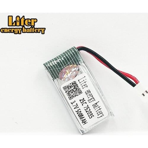 3.7V 500mAh 752035 25C Lipo Battery for For Hubsan X4 H107 H107L H107D JD385 JD388 RC Helicopter Quadcopter