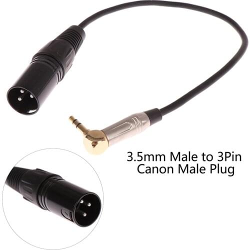 30cm XLR 3-Pin Male To 90 Degree Elbow 3.5mm Stereo Plug Audio Cord Adapter Microphone Mic Cable TRS Cable Jack 3.5 Male To Male